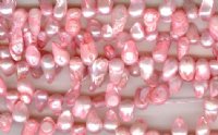 FWP 16inch Strand of 6-8x12mm Side Drilled Flat Pink Pearls